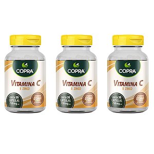 Kit 3uni Vitamina C e Zinco 750mg 30 cáps - Copra