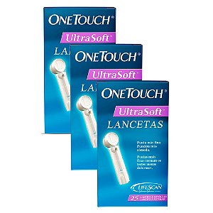 Kit 3uni Lancetas One Touch Ultrasoft com 25 Lifescan - One Touch