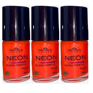 Kit com 3und Esmalte Miss Colors Neon 9ml Ouro Preto - Miss Colors