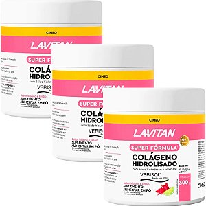 3uni Lavitan Colágeno Verisol + Ácido Hialurônico Hibisco c/ Limão 300gr - Cimed