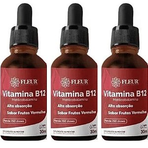 Kit 3uni Vitamina B12 Gotas 30ml - Fleur
