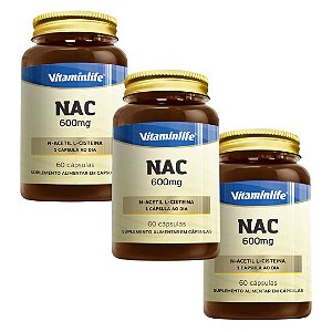 Kit 3uni NAC 600mg 60 cáps - Vitaminlife