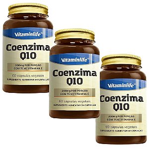 Kit 3uni Coenzima Q10 200mg com TCM e Vit.E 60 cáps - Vitaminlife