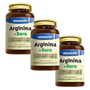 Kit 3uni Arginina + Boro 60 cáps - Vitaminlife