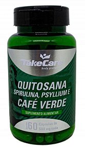 Quitosana + Spirulina + Psylium + Café Verde 500mg 60 cápsulas - Take Care