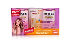 HairSkin Kit (2uni Hair, Skin & Nails Supreme D-Pantenol 60 cáps + 1uni Hidratante Labial) - MaxiNutri