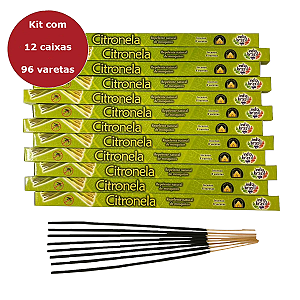 Incenso Índia Brasil Citronela - Repelente de mosquitos - Kit com 12 caixas