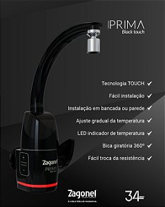 TORNEIRA ELETRONICA PRIMA BLACK 220V 5500W ZAGONEL