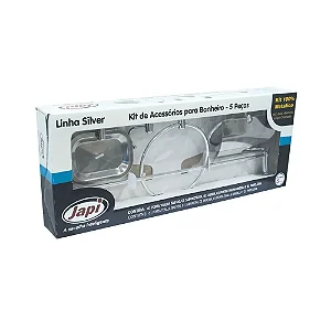 Kit Acessorios De Banheiro Silver Inox 5Pcs Japi