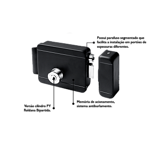 Fechadura Elétrica Reversível Bipartido 12V Ros40 Preto Soprano