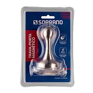 Trava Fixador Magnético Para Porta Piso Eco Inox Escovado Soprano