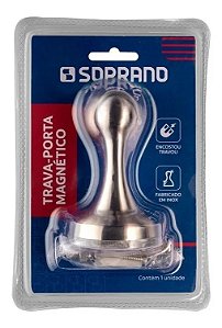 Trava Fixador Magnético Para Porta Piso Eco Inox Escovado Soprano