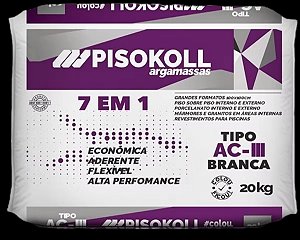 Argamassa ACIII Flexível 20Kg Branca 7X1 Pisokoll
