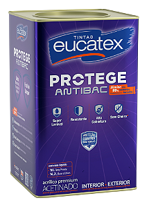 Tinta Acrilica Acetinado 18L Protege Antibac Branco Eucatex