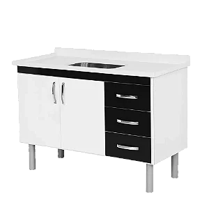 Gabinete Cozinha para Pia 120 Toquio Preto Rorato