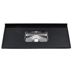 Pia Granito Standard 120 X 56 Cm Preto Grafite Com Cuba Inox La