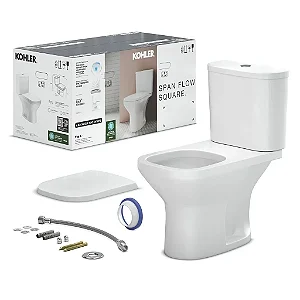 Kit Bacia Com Caixa Acoplada Span Flow Square Com Acessorios Branco Kohler