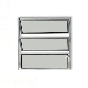 Vitro Aluminio Basculante 60X60 Brilhante Vidro Fosco Dl Esquadrias
