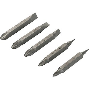 Jogo De Bits Ponteiras De Ponta Dupla Fenda Phillips Encaixe 1/4 Com 5 Peças 3538005050 Vonder