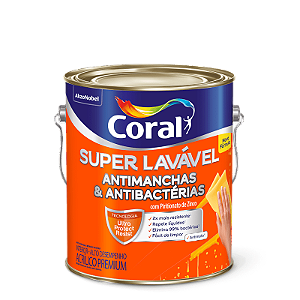 Tinta Acrilica Super Lavavel Eggshell Branco 3,6L Coral
