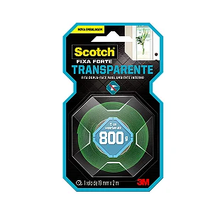 Fita Dupla Face 24 mm X 2 m Transparente Scotch Fixa Forte 3M