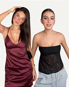 Kit Antonela: Vestido Hailey + Blusa Hannah Renda