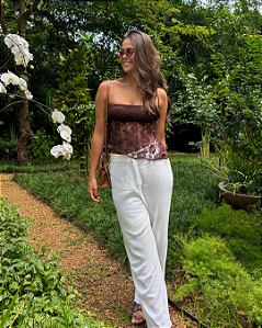 Blusa Hannah Renda Marrom