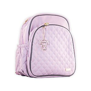 Mochila Maternidade Matelassê Rosa com Cinza