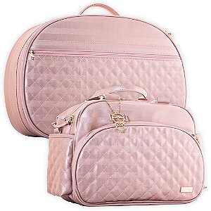 Mala e Bolsa Maternidade Matelassê Rose