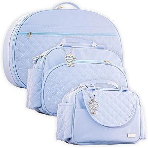 Kit Bolsas de Maternidade Matelassê Azul Claro - Baby Bless (3 peças)