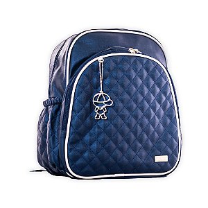 Mochila Maternidade Matelassê Marinho Com Pérola