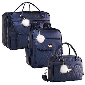 Kit Bolsa Maternidade Siena 3 Peças c/ Mochila Marinho