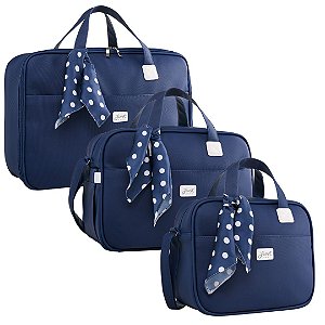 Kit Bolsa Maternidade Candy 3 Peças Azul Marinho