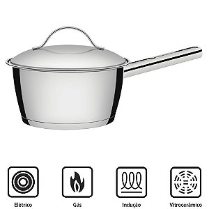 Panela Tramontina Allegra em Aço Inox com Fundo Triplo 16 cm 1,5 L