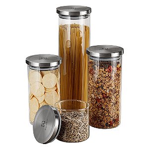 4 Potes de Vidro Herméticos com Tampa de Inox Electrolux