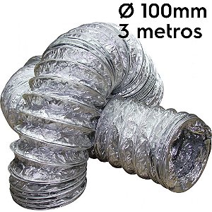 Duto flexível aluminizado 100mm com 3 metros