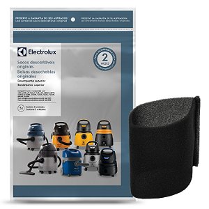 Kit com 3 Sacos para Aspirador CSE10 mais Filtro Espuma Permanente para Aspiradores de Água e Pó Electrolux