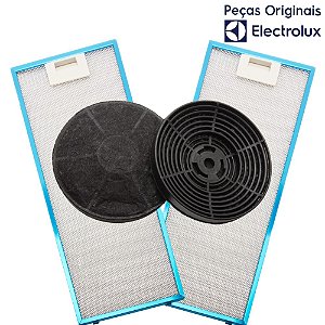 KIT Filtros Depurador Electrolux Retrátil DE6RP e DE6RX: Carvão e Metálico