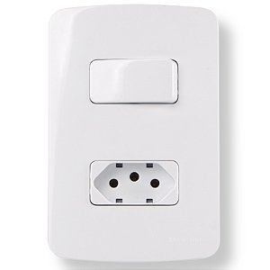 Conjunto 4×2” 1 interruptor simples 10A 250V~ + 1 tomada 2P+T 10A 250V~