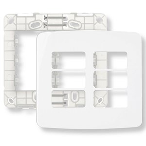 Placa com Suporte 4×4 6 postos horizontais B3 – Branco