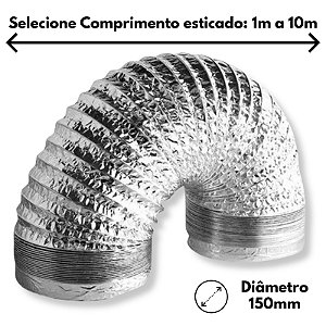 Duto Flexível Aluminizado para Ventilação e Exaustão com Alta Resistência - Diâmetro 150mm / 6pol