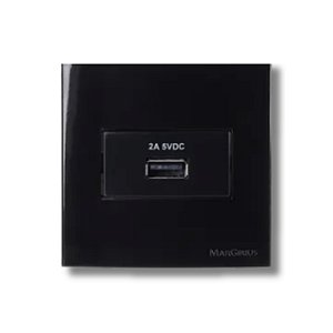MarGirius Sleek Conjunto Tomada Carregador USB 2A 70x70 para Móveis Ebony