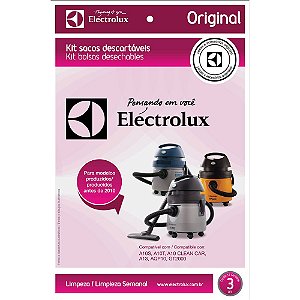 3 Sacos para Aspirador Electrolux A10S, A10T, A10 Clean Car, A13, AQP10 e GT2000 (Produzidos Antes de 2010) - CSE09