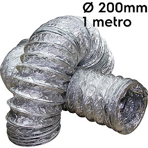 Duto flexível aluminizado 200mm com 1 metro