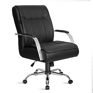 Cadeira Chicago diretor, com braço aluminio, base giratoria cromada com relax