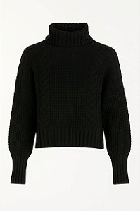 Blusa de Tricô Feminina Preta Gola Alta