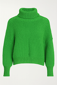 Blusa de Tricô Feminina Verde Gola Alta