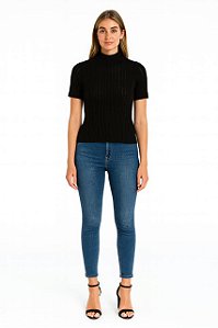 Blusa Preta Gola Alta Zara