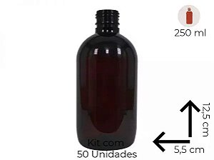Frasco Âmbar 250ml Fármaco Cosmético Kit com 50 Unidades