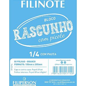 Bloco Para Rascunho C/Picote C/Pauta 155x205 50fl Pct.C/10 04714 Filiperson